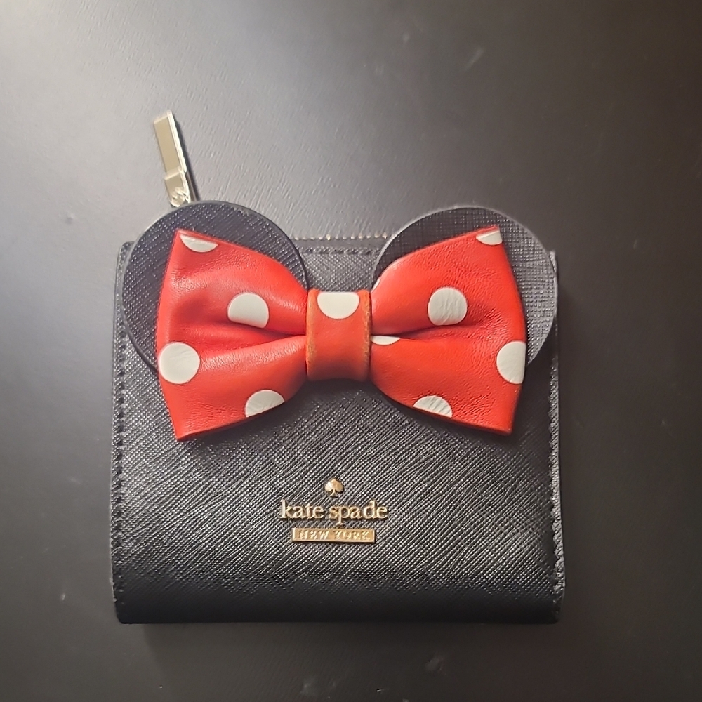 Kate Spade Disney for minnie mouse adalyn Compact Wallet Card Case Bow